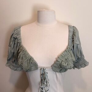 Sage Green Lace Tie-Front Crop‎ Top 🌿✨